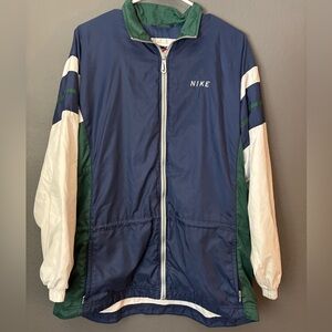 Vintage Women’s Nike Navy and White Track Jacket